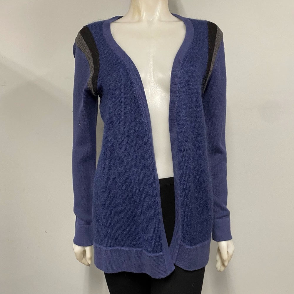 Shae Blue Mohair blend Open Cardigan Sweater Large L